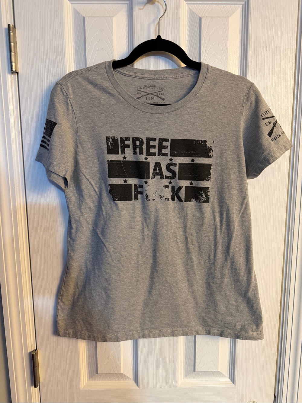 Grunt Style Women’s XL Free AF Gray Graphic T Shirt American Flag Tee